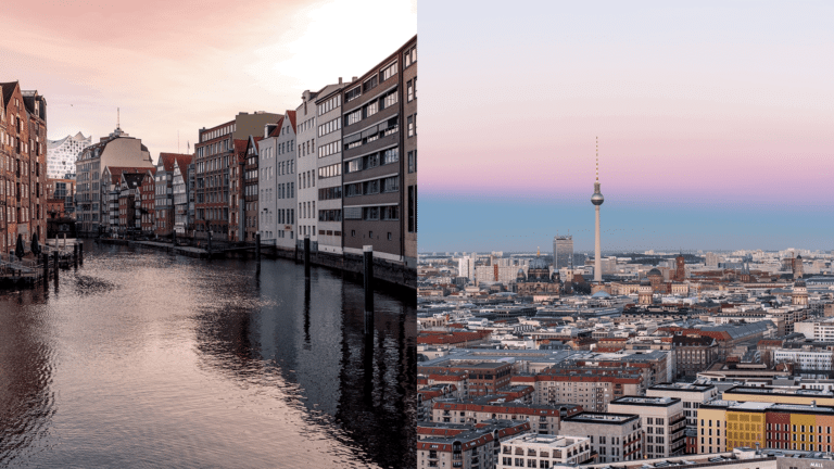 Stadtansichten von Hamburg und Berlin